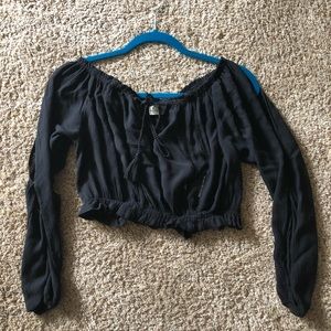 Abercrombie and Fitch Black Long Sleeve Crop Top